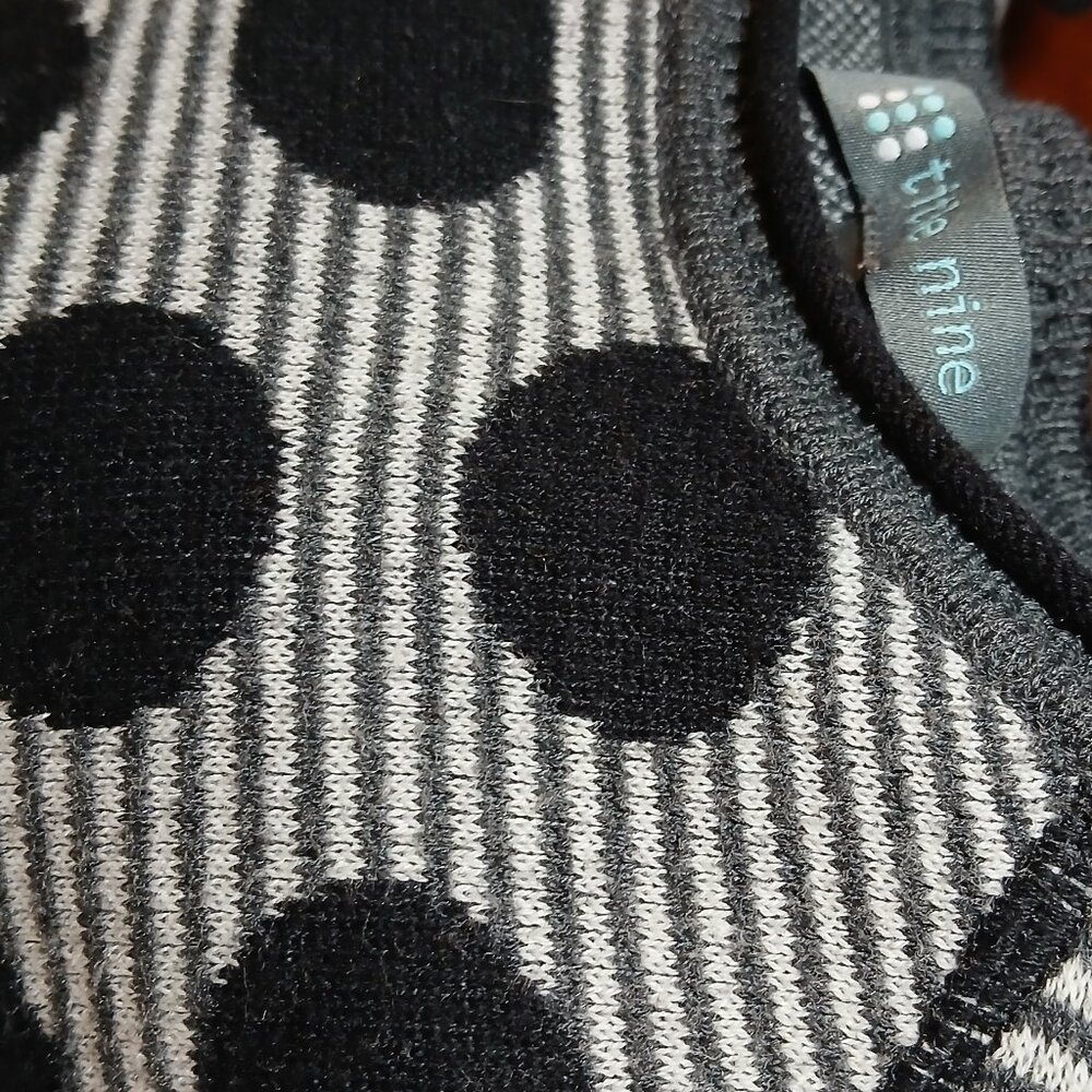 TITLE NINE Black/White Polka Dot Crew Neck Sweater - Picture 7 of 10